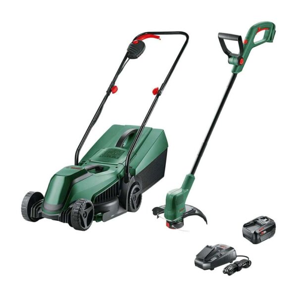 Bosch EasyMower 18V-32-200 + EasyGrasscut 18V-26 Cordless Lawn Mowers & Grass Trimmer – Green